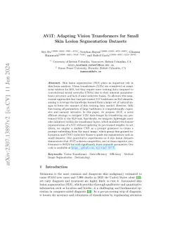 AViT: Adapting Vision Transformers for Small Skin Lesion Segmentation
  Datasets