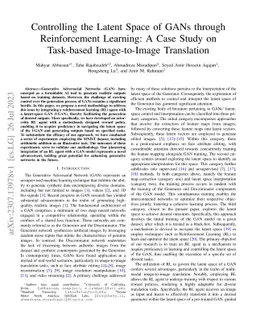 Controlling the Latent Space of GANs through Reinforcement Learning: A
  Case Study on Task-based Image-to-Image Translation