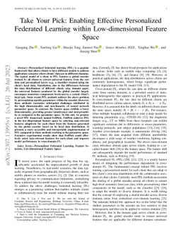 Take Your Pick: Enabling Effective Personalized Federated Learning
  within Low-dimensional Feature Space