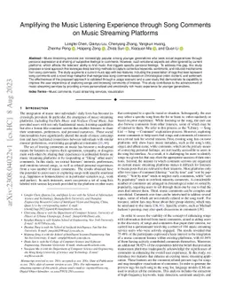 Amplifying the Music Listening Experience through Song Comments on Music
  Streaming Platforms