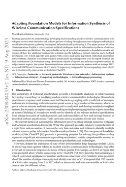 Adapting Foundation Models for Information Synthesis of Wireless
  Communication Specifications