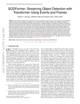 SODFormer: Streaming Object Detection with Transformer Using Events and
  Frames