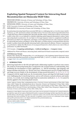 Exploiting Spatial-Temporal Context for Interacting Hand Reconstruction
  on Monocular RGB Video