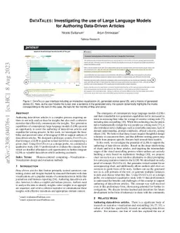 DataTales: Investigating the use of Large Language Models for Authoring
  Data-Driven Articles