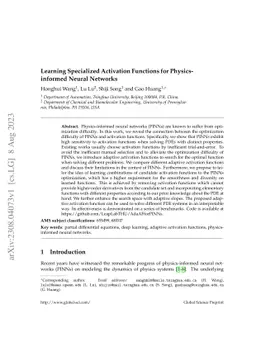 Learning Specialized Activation Functions for Physics-informed Neural
  Networks