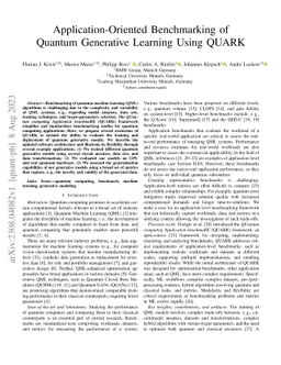 Application-Oriented Benchmarking of Quantum Generative Learning Using
  QUARK