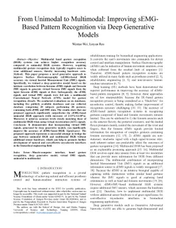 From Unimodal to Multimodal: improving sEMG-Based Pattern Recognition
  via deep generative models