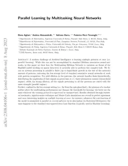 Parallel Learning by Multitasking Neural Networks