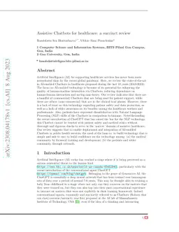 Assistive Chatbots for healthcare: a succinct review