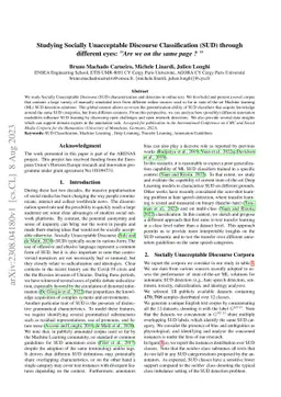 Studying Socially Unacceptable Discourse Classification (SUD) through
  different eyes: "Are we on the same page ?"