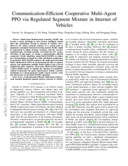 Communication-Efficient Cooperative Multi-Agent PPO via Regulated
  Segment Mixture in Internet of Vehicles