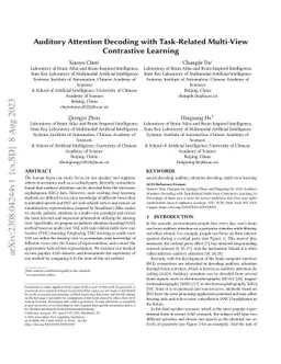 Auditory Attention Decoding with Task-Related Multi-View Contrastive
  Learning