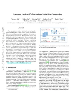 Lossy and Lossless (L$^2$) Post-training Model Size Compression