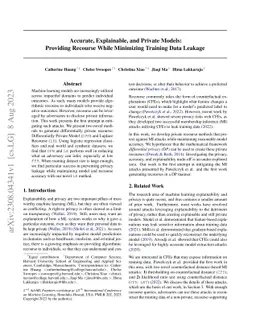 Accurate, Explainable, and Private Models: Providing Recourse While
  Minimizing Training Data Leakage