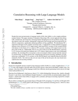 Cumulative Reasoning with Large Language Models
