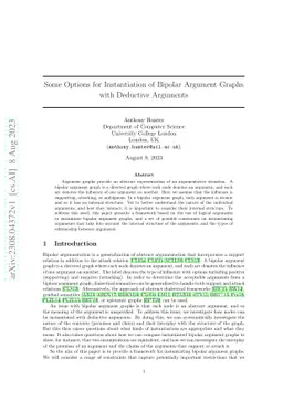 Some Options for Instantiation of Bipolar Argument Graphs with Deductive
  Arguments