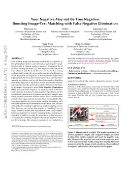 Your Negative May not Be True Negative: Boosting Image-Text Matching
  with False Negative Elimination