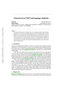 Character-level NMT and language similarity