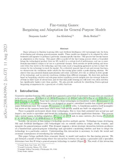 Fine-Tuning Games: Bargaining and Adaptation for General-Purpose Models