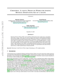 Chrisimos: A useful Proof-of-Work for finding Minimal Dominating Set of
  a graph