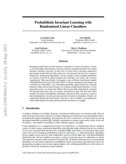 Probabilistic Invariant Learning with Randomized Linear Classifiers
