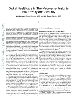 Digital Healthcare in The Metaverse: Insights into Privacy and Security