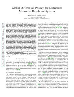 Global Differential Privacy for Distributed Metaverse Healthcare Systems