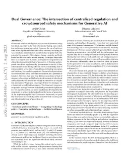 Dual Governance: The intersection of centralized regulation and
  crowdsourced safety mechanisms for Generative AI