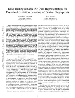 EPS: Distinguishable IQ Data Representation for Domain-Adaptation
  Learning of Device Fingerprints