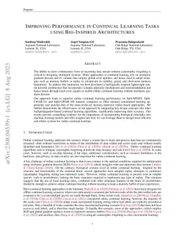 Improving Performance in Continual Learning Tasks using Bio-Inspired
  Architectures