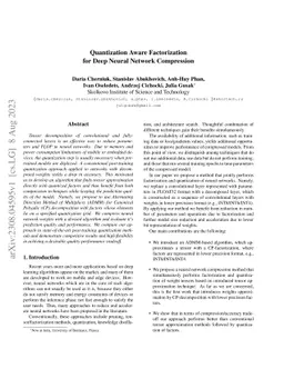 Quantization Aware Factorization for Deep Neural Network Compression