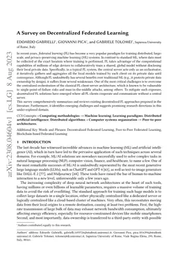 A Survey on Decentralized Federated Learning