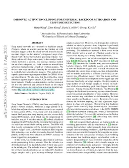 Improved Activation Clipping for Universal Backdoor Mitigation and
  Test-Time Detection