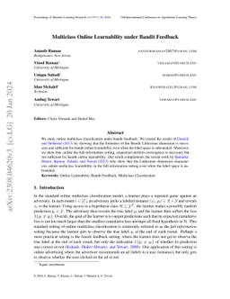 Multiclass Online Learnability under Bandit Feedback