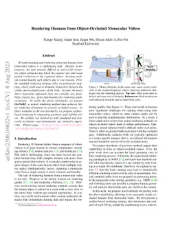 Rendering Humans from Object-Occluded Monocular Videos