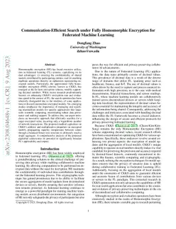 Communication-Efficient Search under Fully Homomorphic Encryption for
  Federated Machine Learning