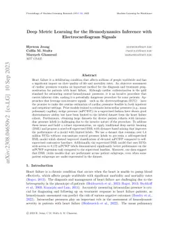 Deep Metric Learning for the Hemodynamics Inference with
  Electrocardiogram Signals