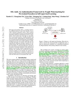 SSL-Auth: An Authentication Framework by Fragile Watermarking for
  Pre-trained Encoders in Self-supervised Learning