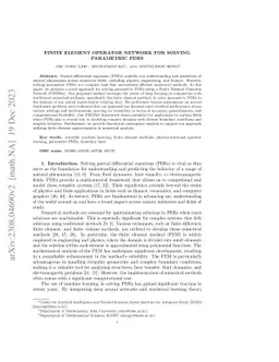 Finite Element Operator Network for Solving Elliptic-type parametric PDEs
