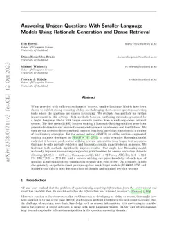 Answering Unseen Questions With Smaller Language Models Using Rationale
  Generation and Dense Retrieval