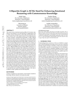 A Bipartite Graph is All We Need for Enhancing Emotional Reasoning with
  Commonsense Knowledge