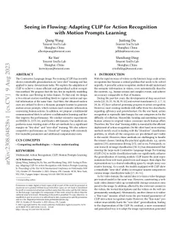 Seeing in Flowing: Adapting CLIP for Action Recognition with Motion
  Prompts Learning