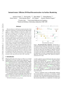 InstantAvatar: Efficient 3D Head Reconstruction via Surface Rendering