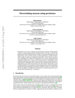 Decorrelating neurons using persistence