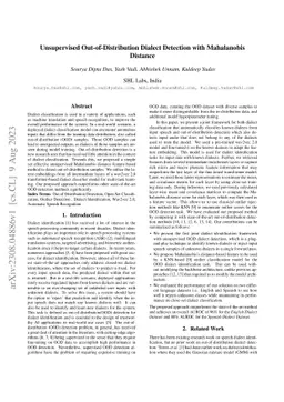 Unsupervised Out-of-Distribution Dialect Detection with Mahalanobis
  Distance