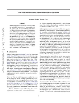 Towards true discovery of the differential equations