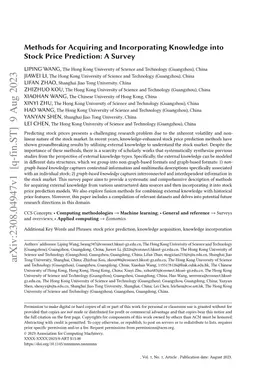 Methods for Acquiring and Incorporating Knowledge into Stock Price
  Prediction: A Survey