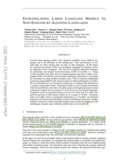 Extrapolating Large Language Models to Non-English by Aligning Languages