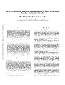 Improving Autonomous Separation Assurance through Distributed
  Reinforcement Learning with Attention Networks
