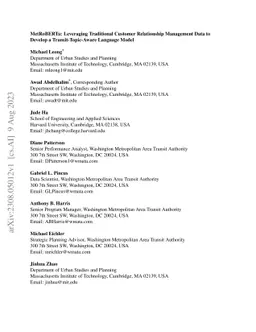 MetRoBERTa: Leveraging Traditional Customer Relationship Management Data
  to Develop a Transit-Topic-Aware Language Model